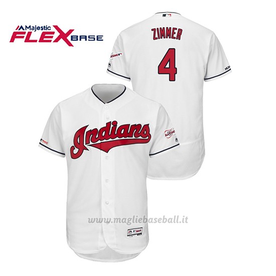 Maglia Baseball Uomo Cleveland Indians Bradley Zimmer 150th Aniversario Patch 2019 All Star Game Flex Base Bianco